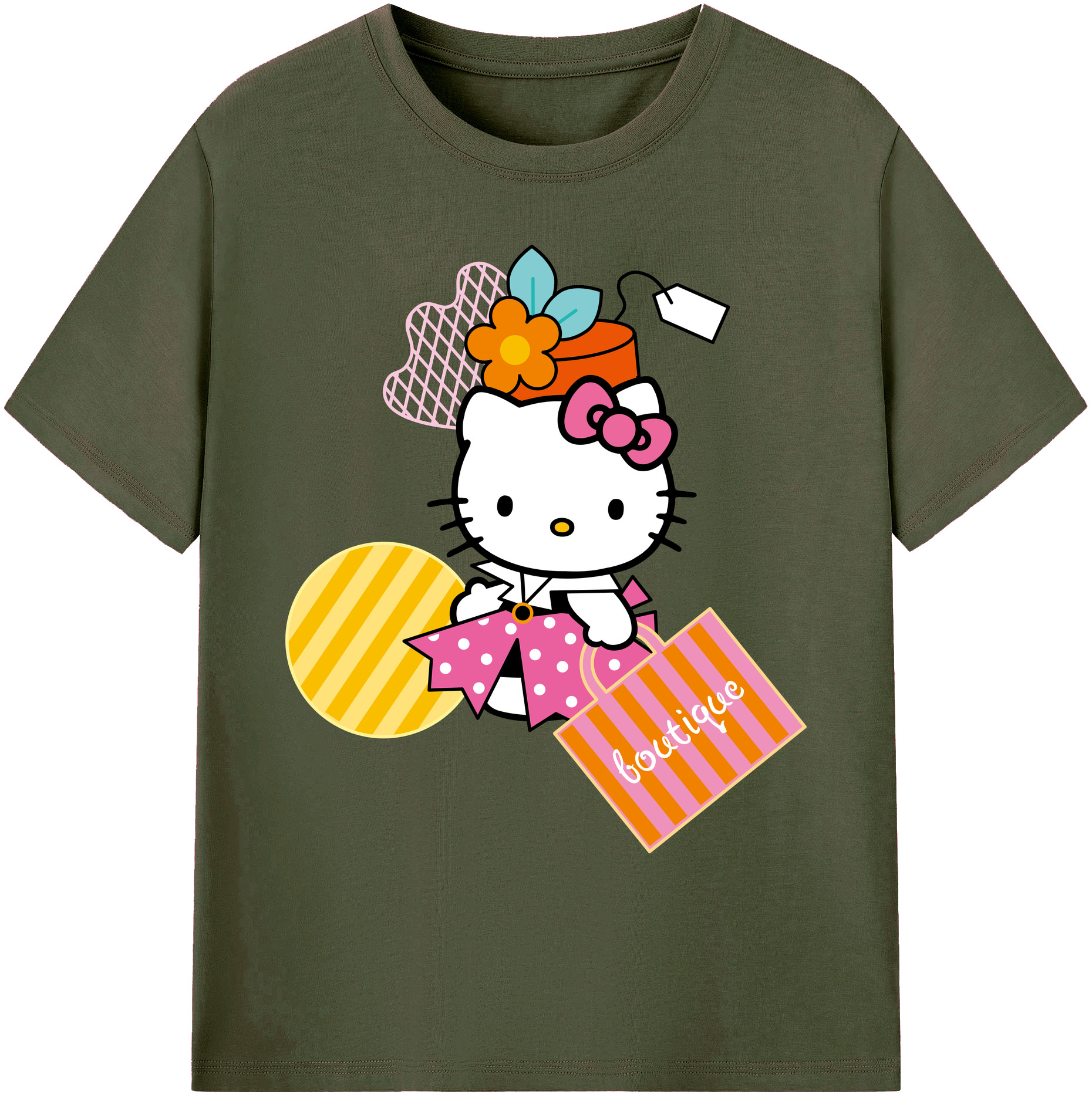 （画像用） Hello Kitty ハローキティ 綿100％ メンズ半袖Tシャツ｜肌触りやわらか＆通気性